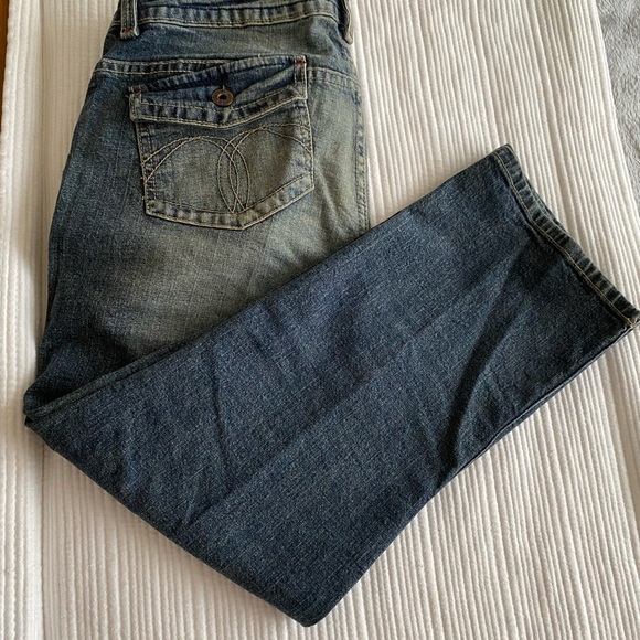 Paris blue woman dirty washed straight leg cropped Jean size 11 Junior - Picture 5 of 13